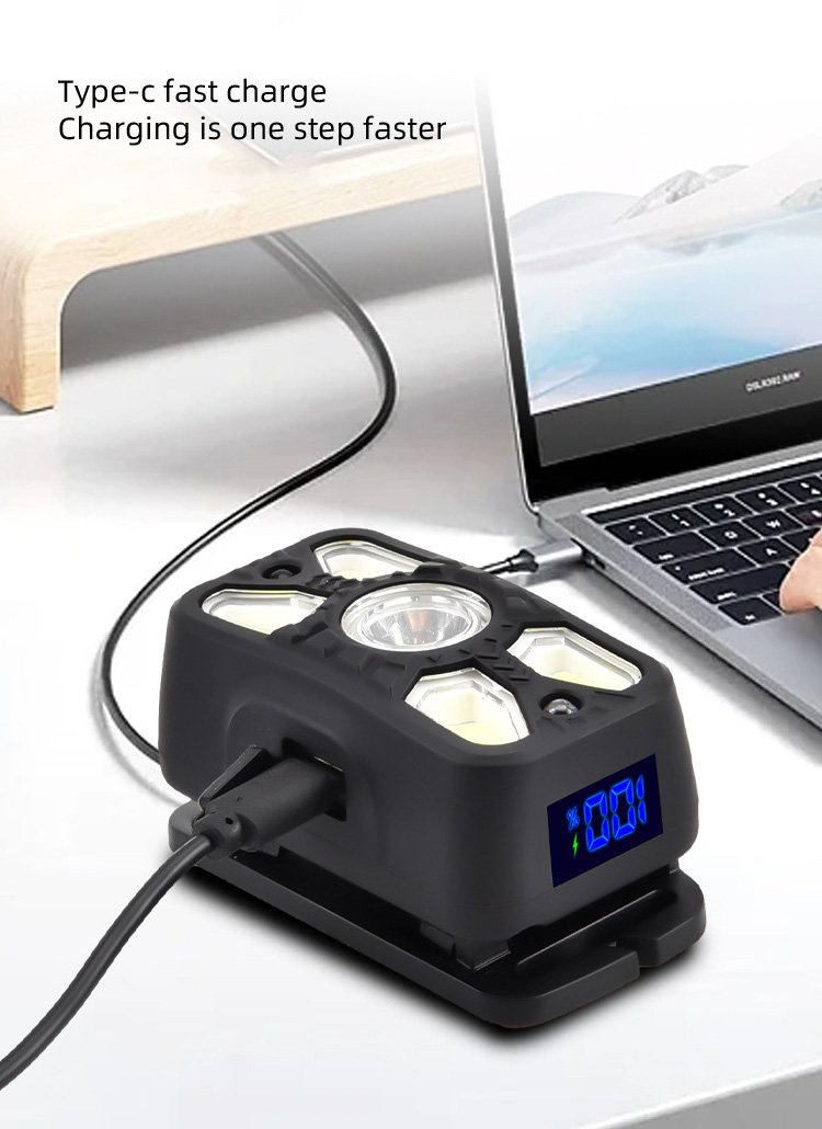 Digital sensor headlamp, lightweight head-mounted lighting, outdoor rechargeable super bright headlamp