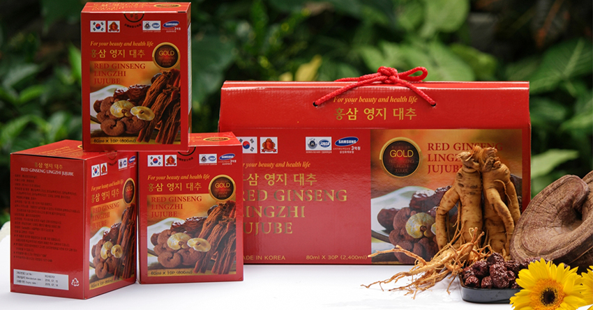 Nước hồng sâm linh chi táo tàu - Red Ginseng Lingzhi jujube Gold 30 gói x 80ml phỐ thẢo mỘc