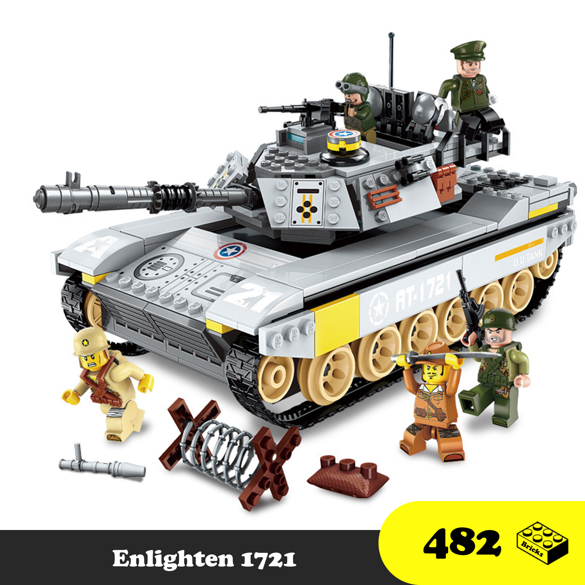 [Hoàn tiền 10%]Tank Quân sự Chiến Đâu AT-1721, Đồ chơi Enlighten 1721 Xếp hình thông minh, Xe Tank liên quân Xô Viết giải phóng quân, Đồ chơi trẻ em [482 Mảnh ghép]