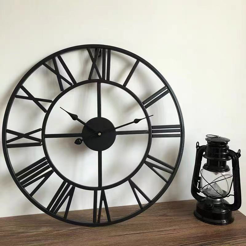HANGDIAN  【Miễn Phí Vận Chuyển】Đồng hồ treo tường, đồng hồ đơn giản, đồng hồ cổ, đồng hồ treo tường trang trí, Đồng hồ treo tường đồng hồ treo tường bằng sắt tròn