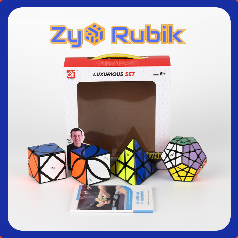 Combo 4 Rubik (Qiming A-Pyraminx,Qicheng A-Skewb,Qiheng-Megaminx,Ivy cube) SET 3 QiYi Gift Box - ZyO Rubik
