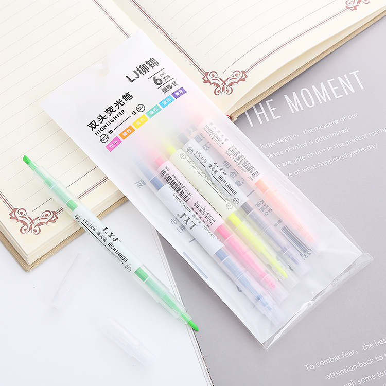 [Tặng Sticker] Set 6 Bút Dạ 2 Đầu 12 Màu Sắc Dễ Thương