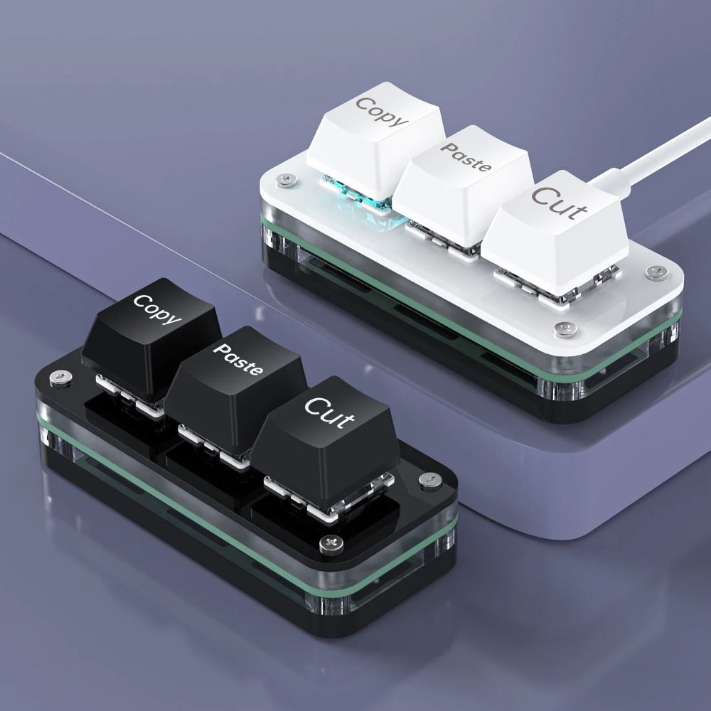 Macro Keyboard Copy Paste Acrylic Custom Mini 3 Key Keypad Mini Red ...