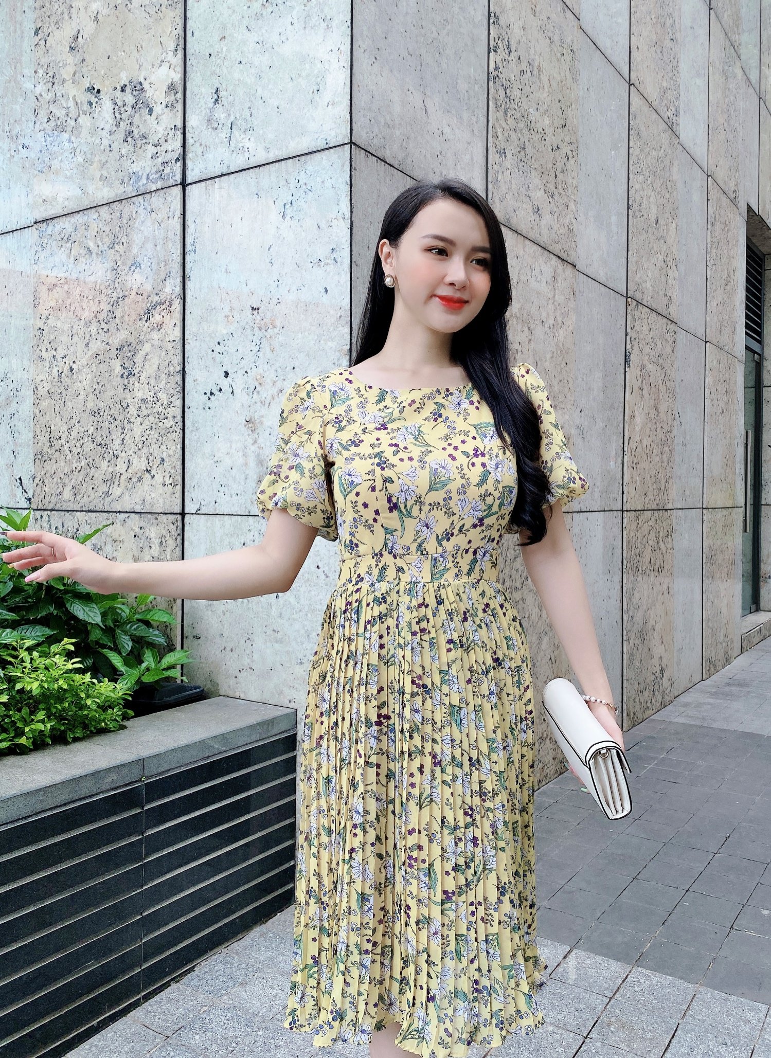 ĐẦM HOA PHỐI DẬP LY TAY LỒNG ĐÈN - DAM 0019