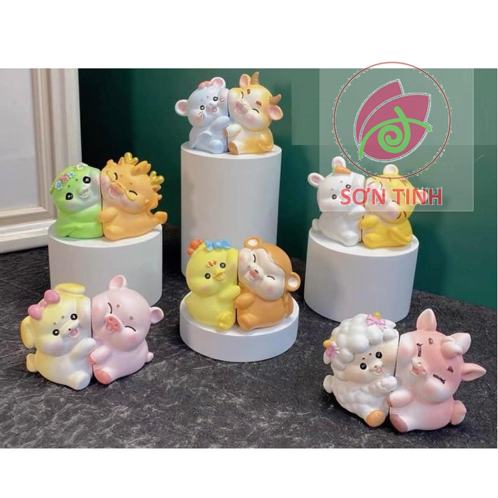 Tô Tượng Thạch Cao Couple, Cặp Đôi 12 Con Giáp Size Mini