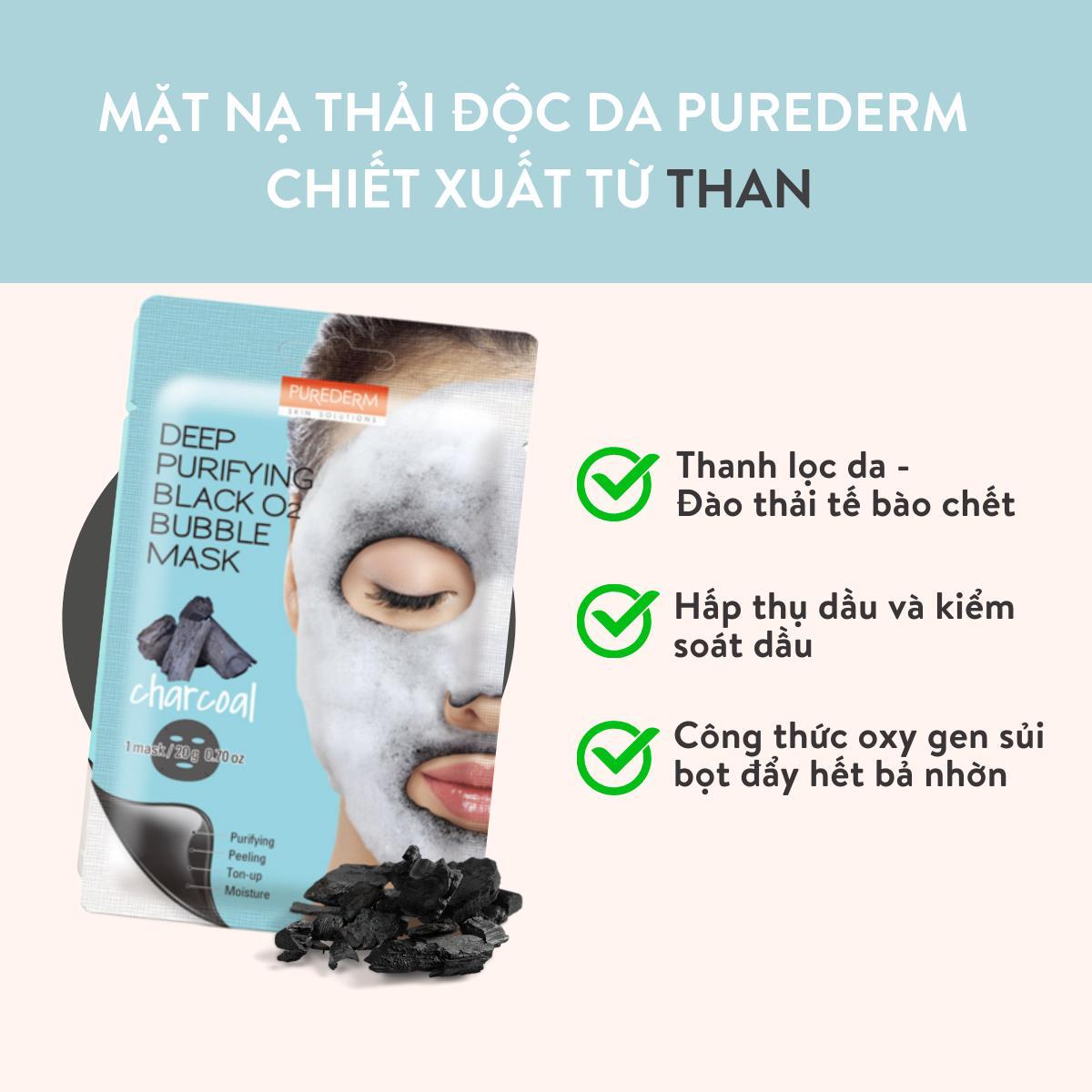 Purederm Mặt nạ sủi bọt than hoạt tính làm sạch da