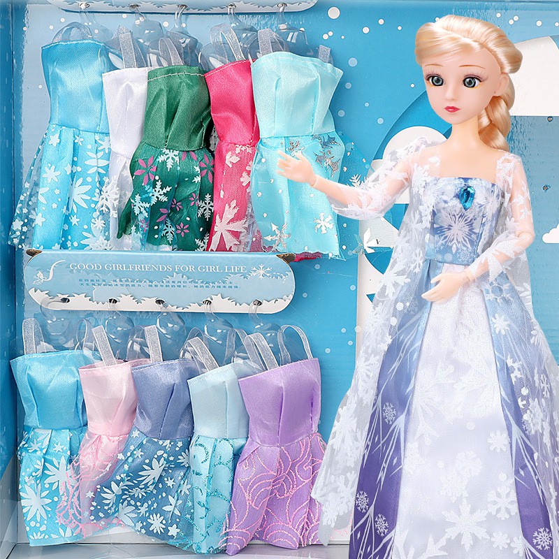 - COMBO 2 BÚP BÊ ELSA TÓC MÂY - 10 BỘ QUẦN ÁO CÓ THỂ THAY
