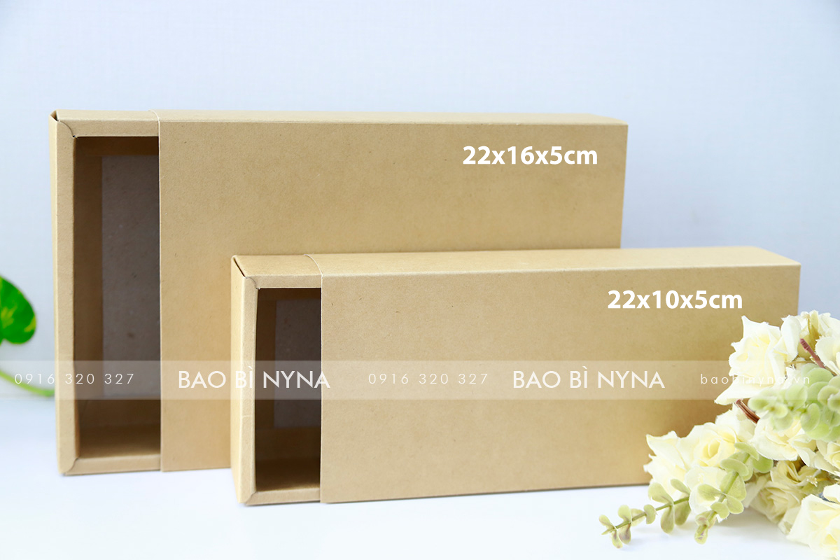 Hộp kéo Giấy Kraft - 22x16x5cm