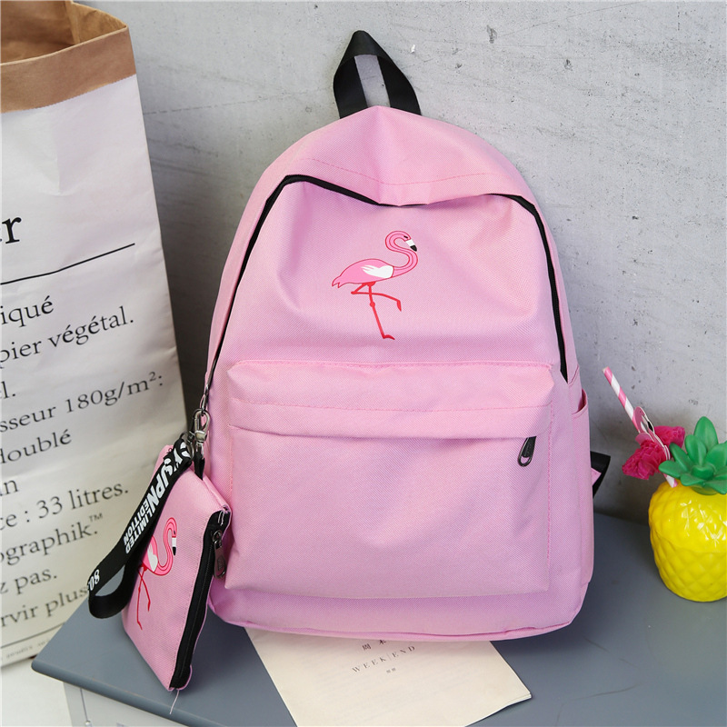 IQANGEL Printed canvas backpack (two-piece set), children's backpack.
