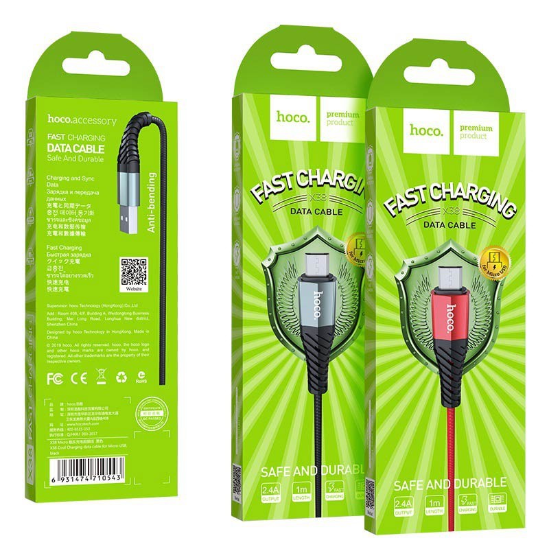 Cáp Sạc Nhanh Hoco X38 Cổng Micro 2.4A Dây Dài 1m