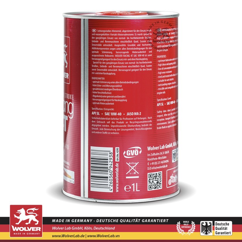 Nhớt Wolver Racing Synthetic 4T 10w40