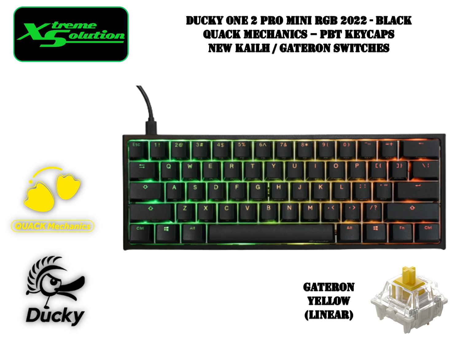 Ducky One 2 Pro Mini RGB 2022 Black Quack Mechanics PBT Keycaps