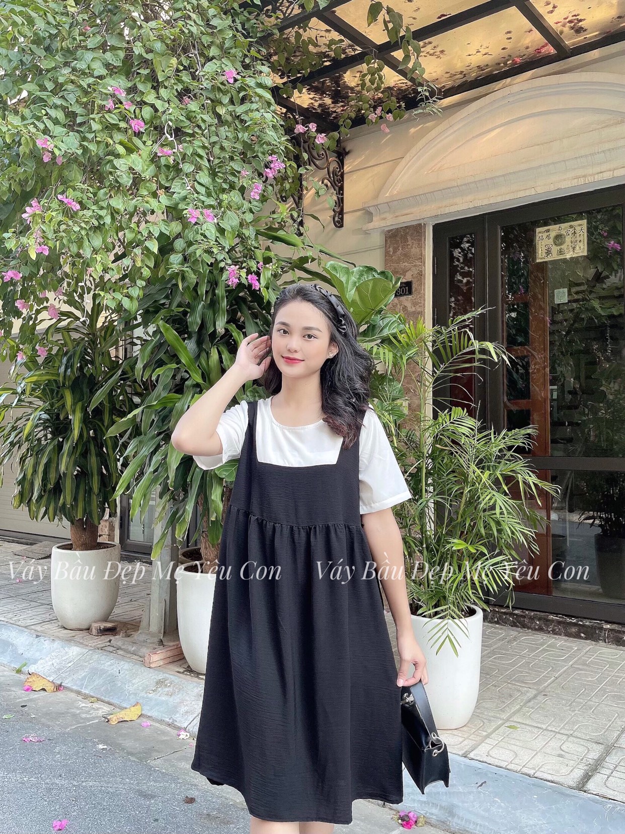 Váy bầu Đen Giả Yếm 1340