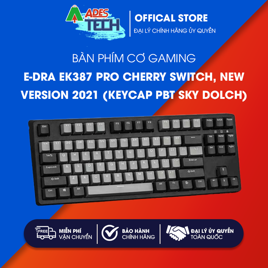 Bàn phím cơ gaming edra ek387 pro cherry switch, new version 2021 - bảo hành 24 tháng