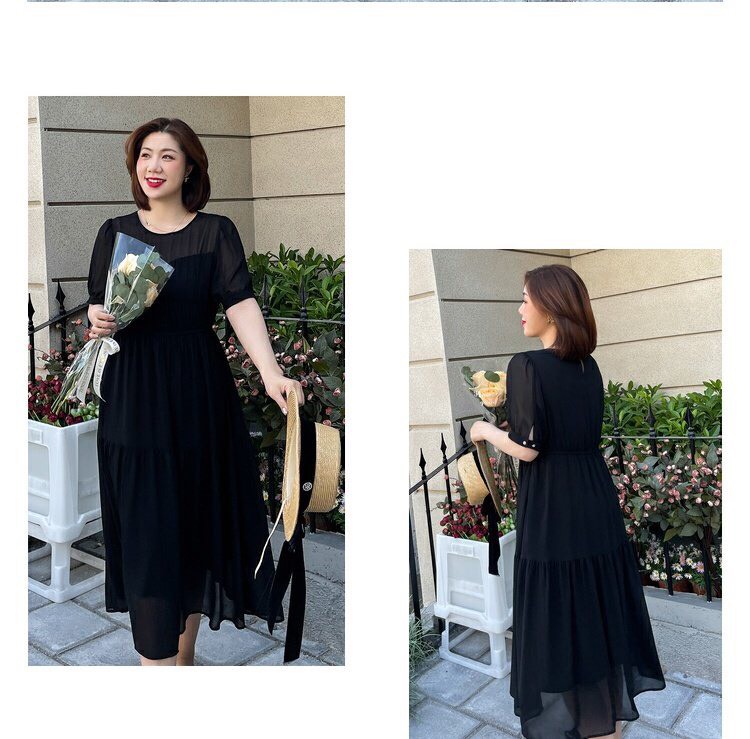 Đầm voan xòe tầng 2 lớp bigsize - BSxt422