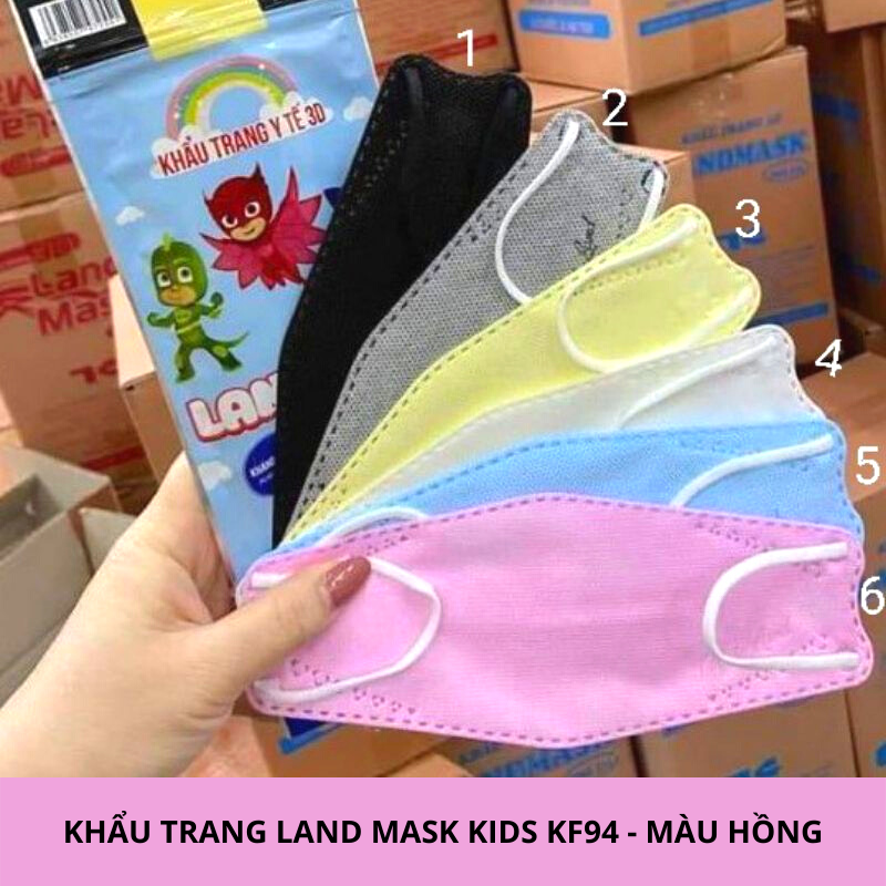 Set 6 khẩu trang 3d land mask kids kf94 đủ màu cho bé