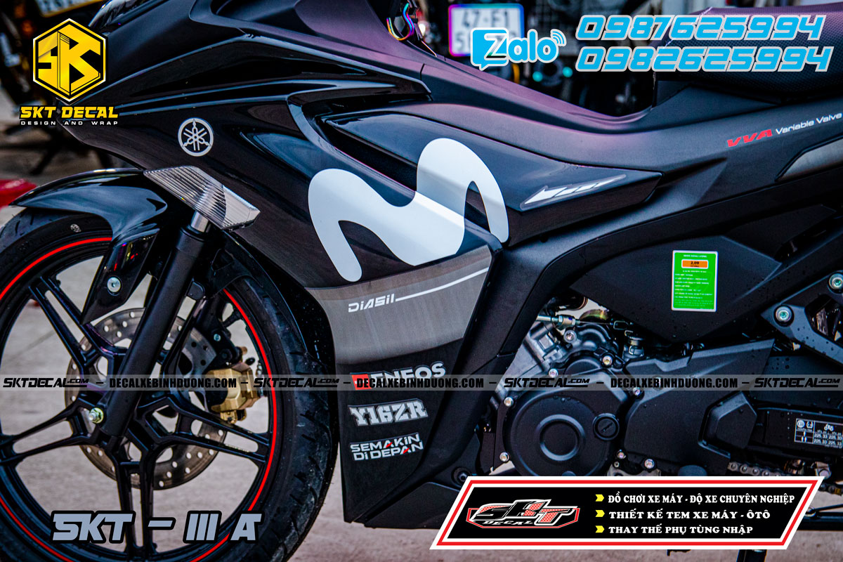 tem rời exciter 155 đen trắng movistar 111a