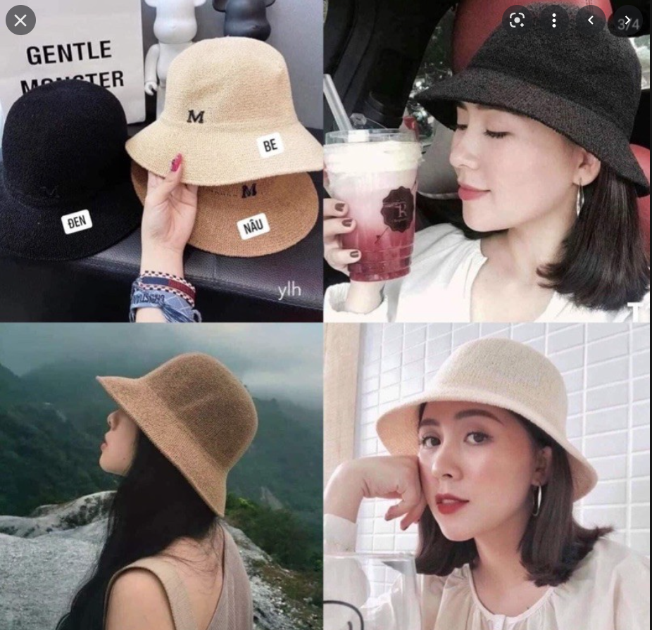 Nón mũ cói chữ M đi biển