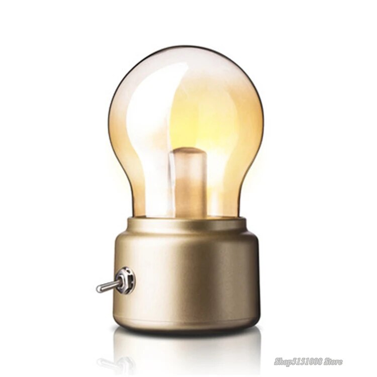 Night Lamp Black Art Retro LED Night Light Edison Bulb USB Charging Lamps
