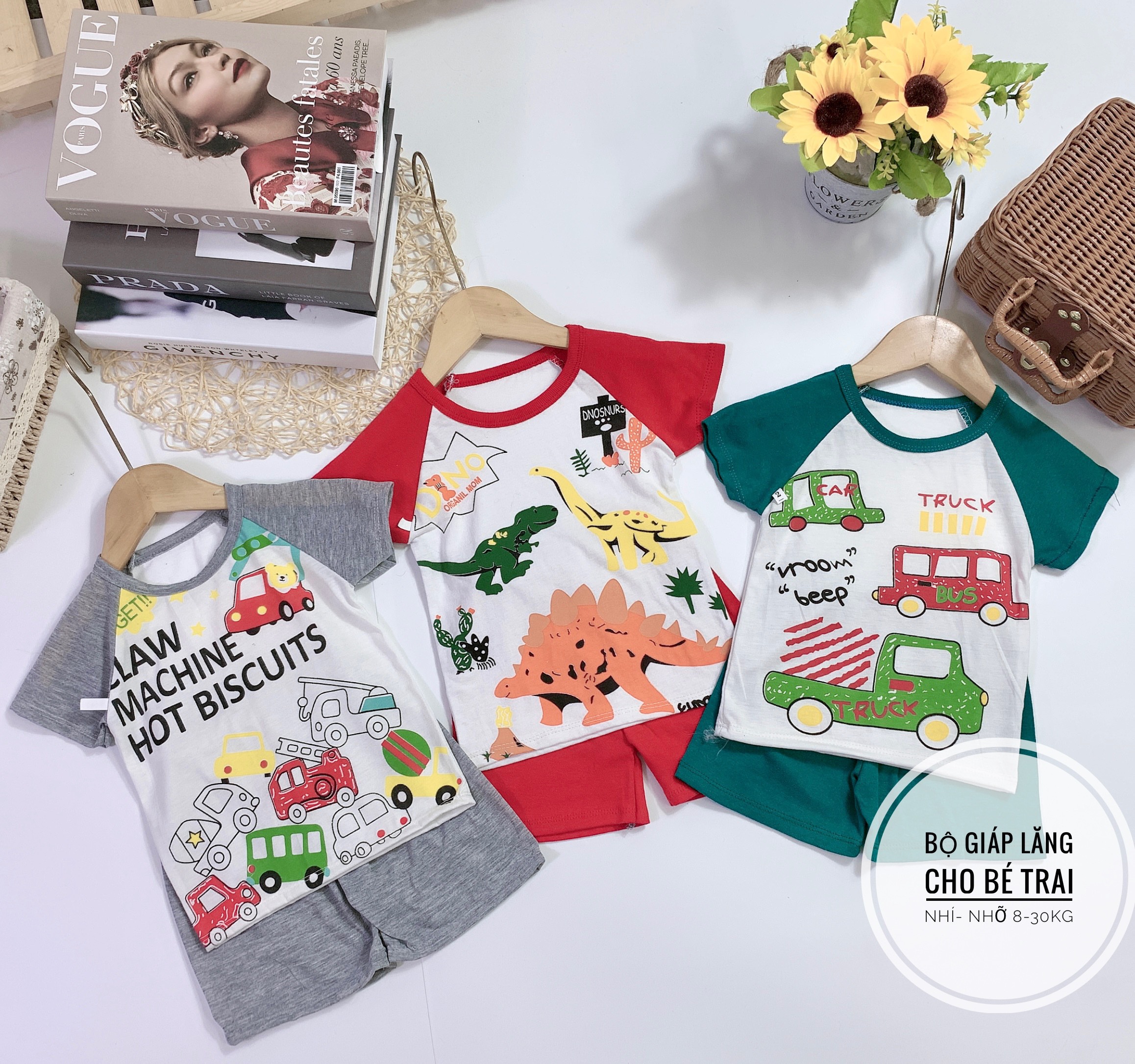 Combo 10 Bộ thun COTTON bé trai 5 đến 30kg
