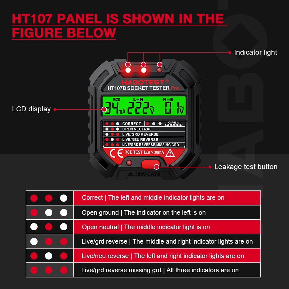 【Top Picks】 HABOTEST HT107 Socket Tester Pro Voltage Test RCD 5/30mA ...