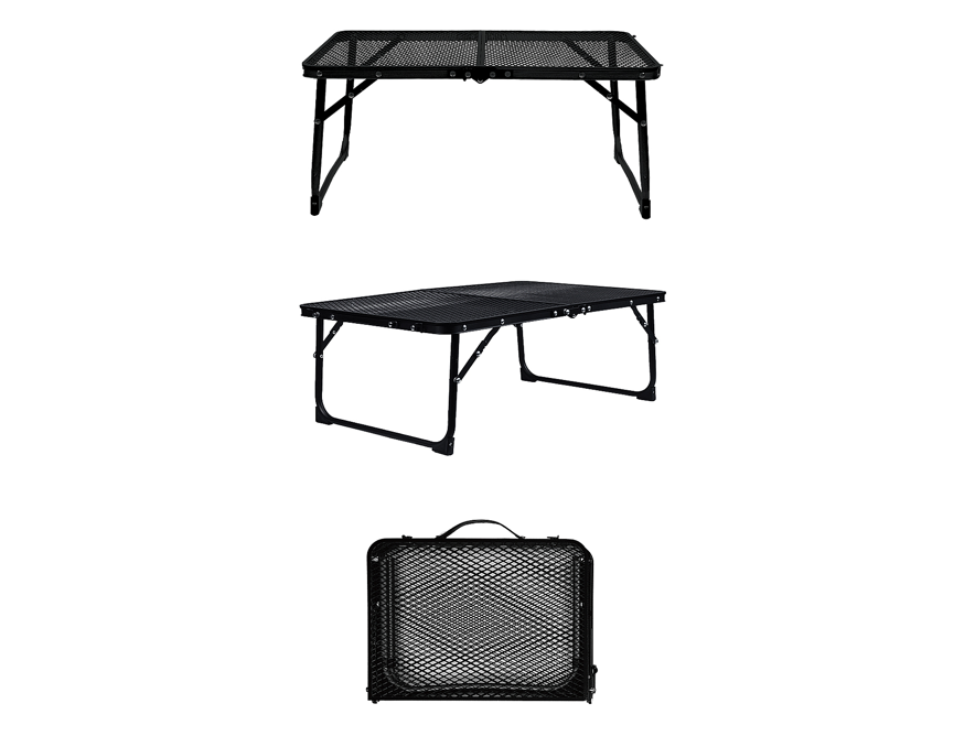 Nomade Slim Black Iron Mesh Table for Car Camping Black Camping Table