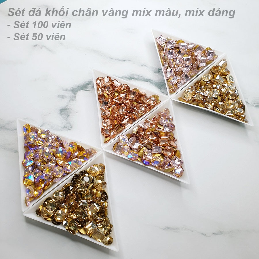 Đá nail MIAN _ Sét đá khối chân vàng siêu sáng