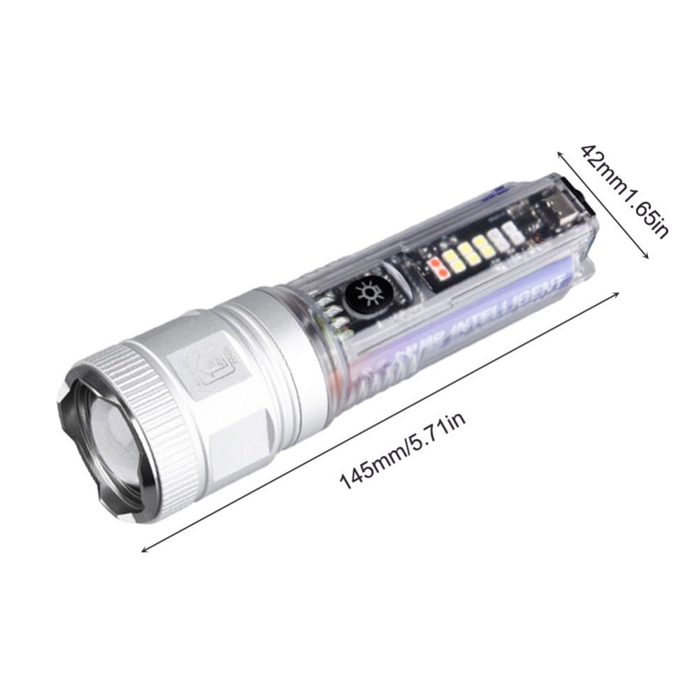 1800mAh Mini LED Flashlight Type-C Solar Rechargeable 200LM Multifunctional Torch Camping Lantern Floodlight