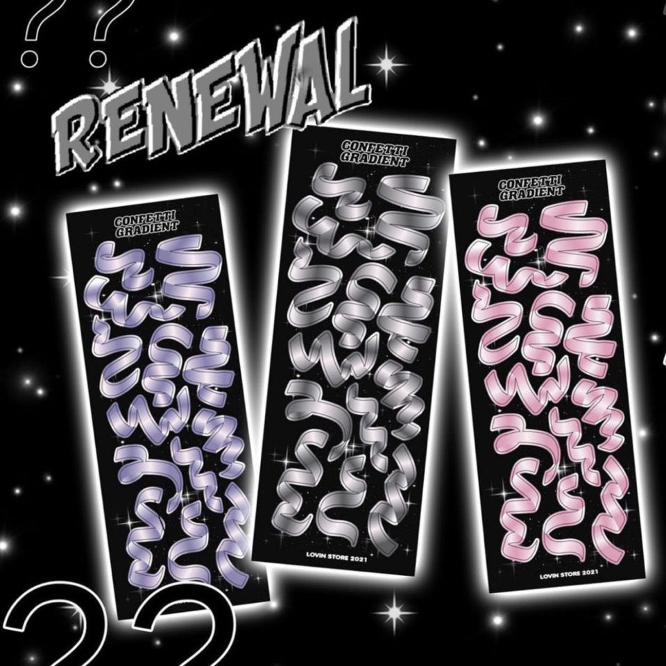 Tấm sticker bling bling nhiều họa tiết decor toploader, trang trí