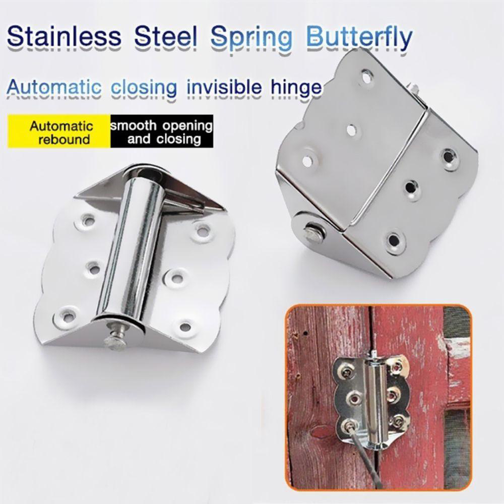 Stainless steel butterfly hinge door automatic door closer spring hinge return rebounder