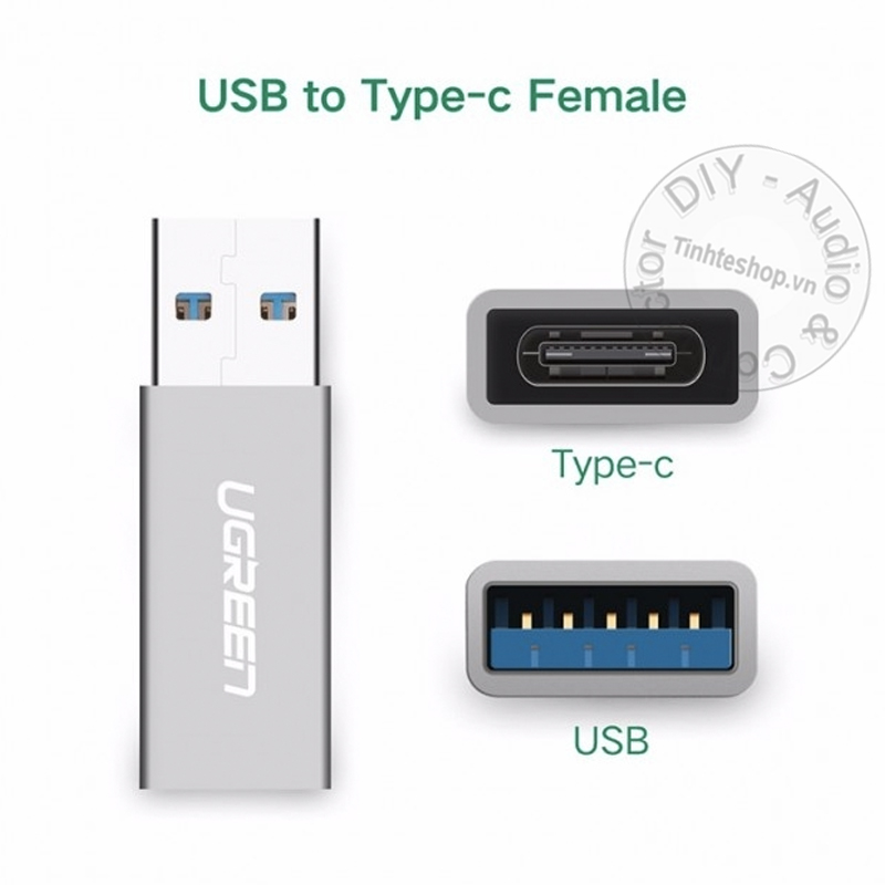 USB 3.0 đực ra USB C cái - Đầu chuyển USB 3.0 AM sang USB type CF Ugreen 30705