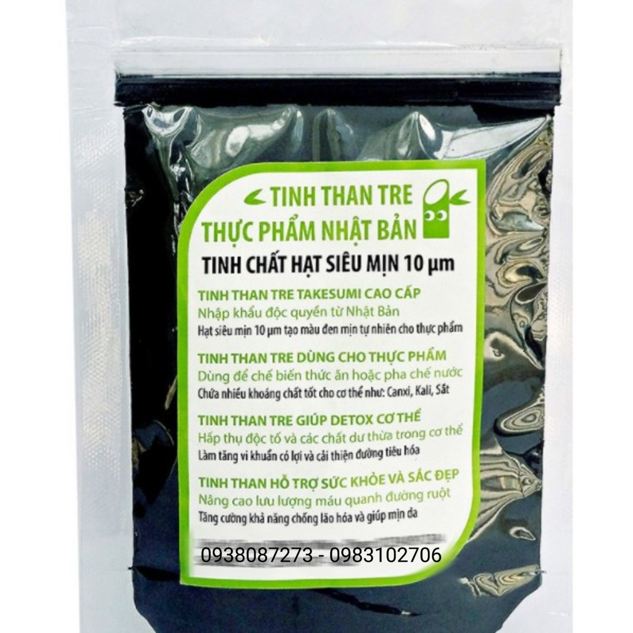 Tinh than tre nhật bản làm bánh ,tạo màu đen óng tự nhiên