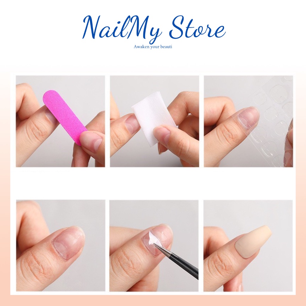 Nail box, set phụ kiện nailbox (miếng dán, bông cồn, que đẩy da, dũa, keo)