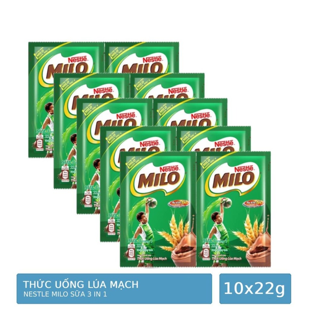 Bột Milo dây 10 gói x 22g, bịch 1kg