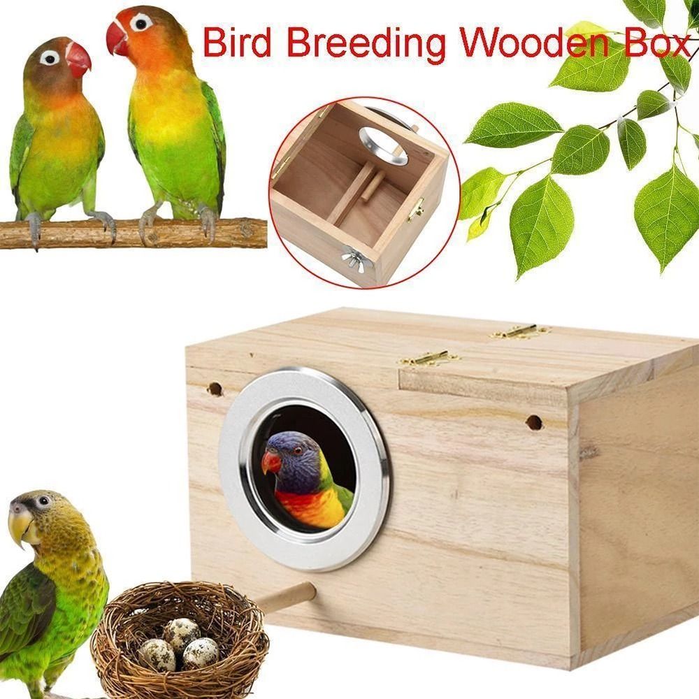【The Quiet Page】Wooden Bird Cage Nesting Box Hatching Nest Parakeet ...