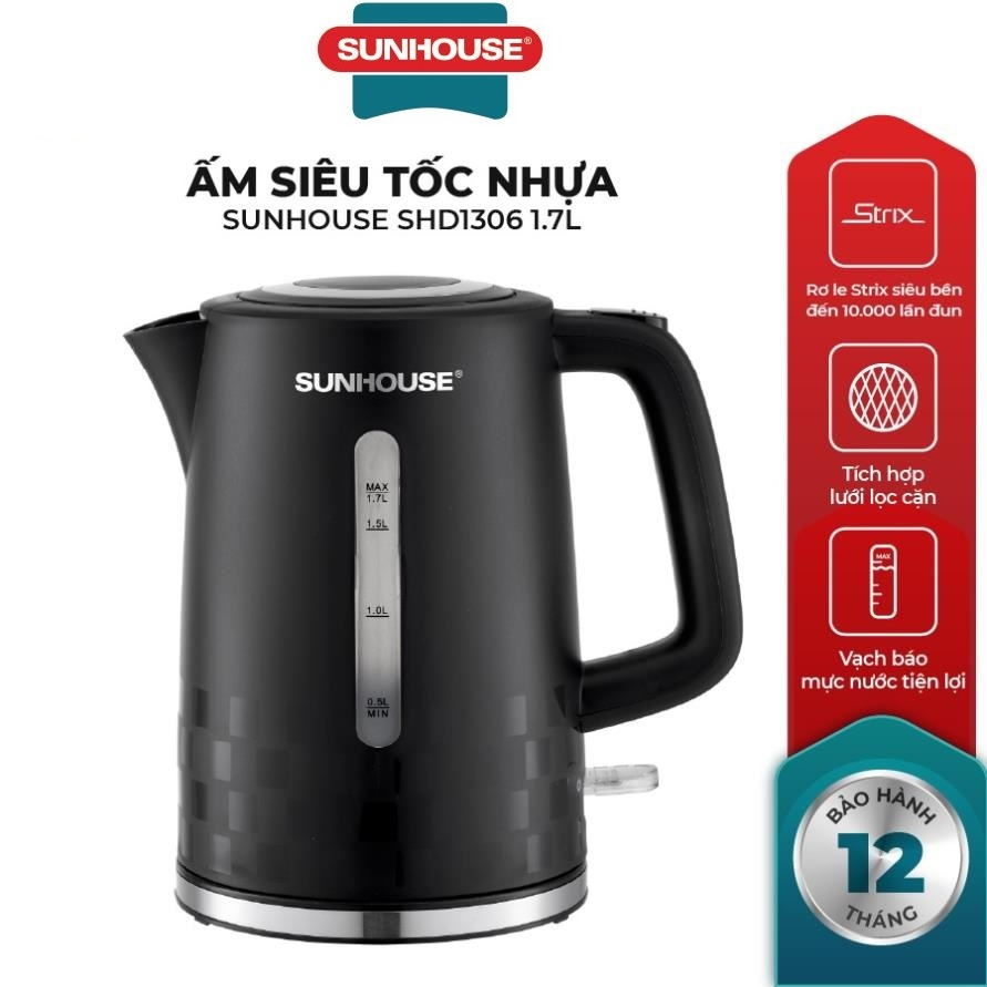Ấm siêu tốc nhựa 1.7l sunhouse shd1306