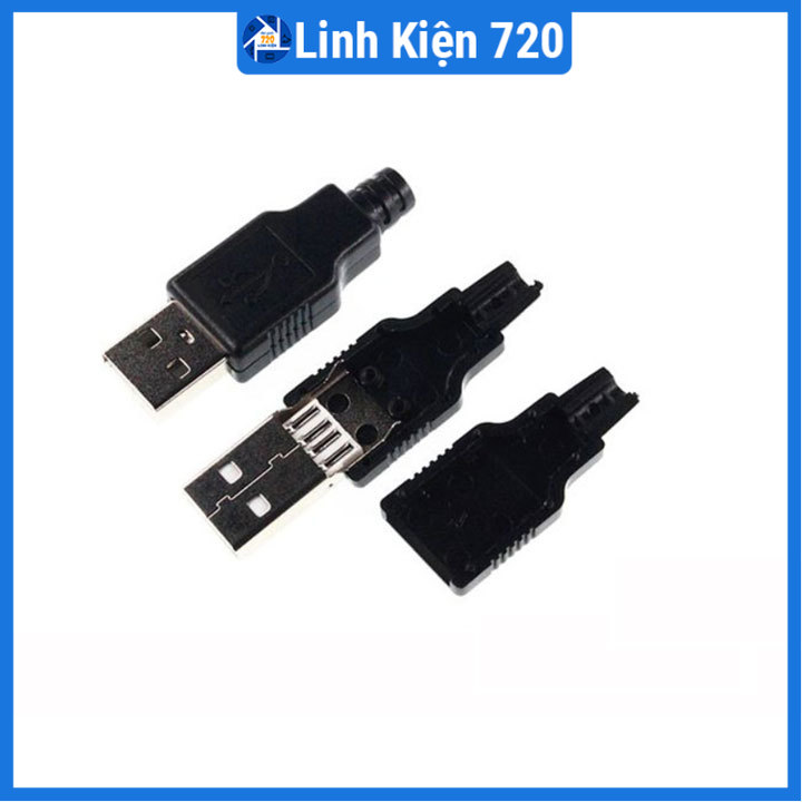 Combo 5 đầu jack cổng usb A đực 4P + vỏ