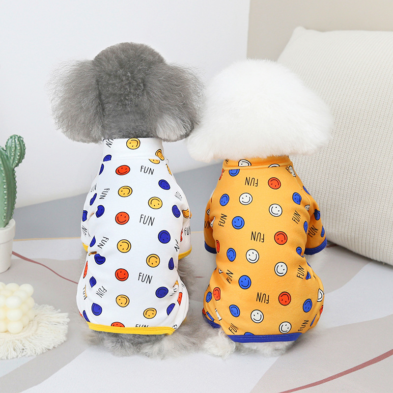 jumsuit (áo liền quần) in hình mặt cười cho chó mèo - T3 PETS SHOP