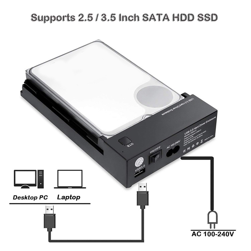 USB 3.0 3.5In SATA Hard Drive Disk External Enclosure SSD HDD Disk Case Support 16TB Drives Backup