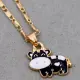Fashion Enamel Cows Cattle Pendant Necklace Best Friends Kawaii Cute Necklace Golden Chain Choker For Women Girls Gifts. 