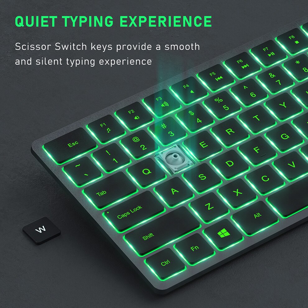 SeenDa Bluetooth Ipad keyboard Multi-Device Backlit Rechargeable Keyboard Wireless for Laptop Tablet MacBook iPad iPhone