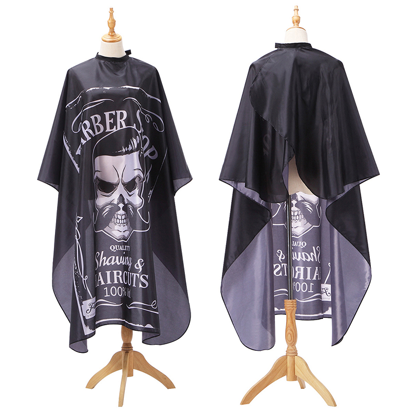 Haircut Hairdressing Barber Cloth Skull Pattern Apron Polyester Cape Barber Gown. 