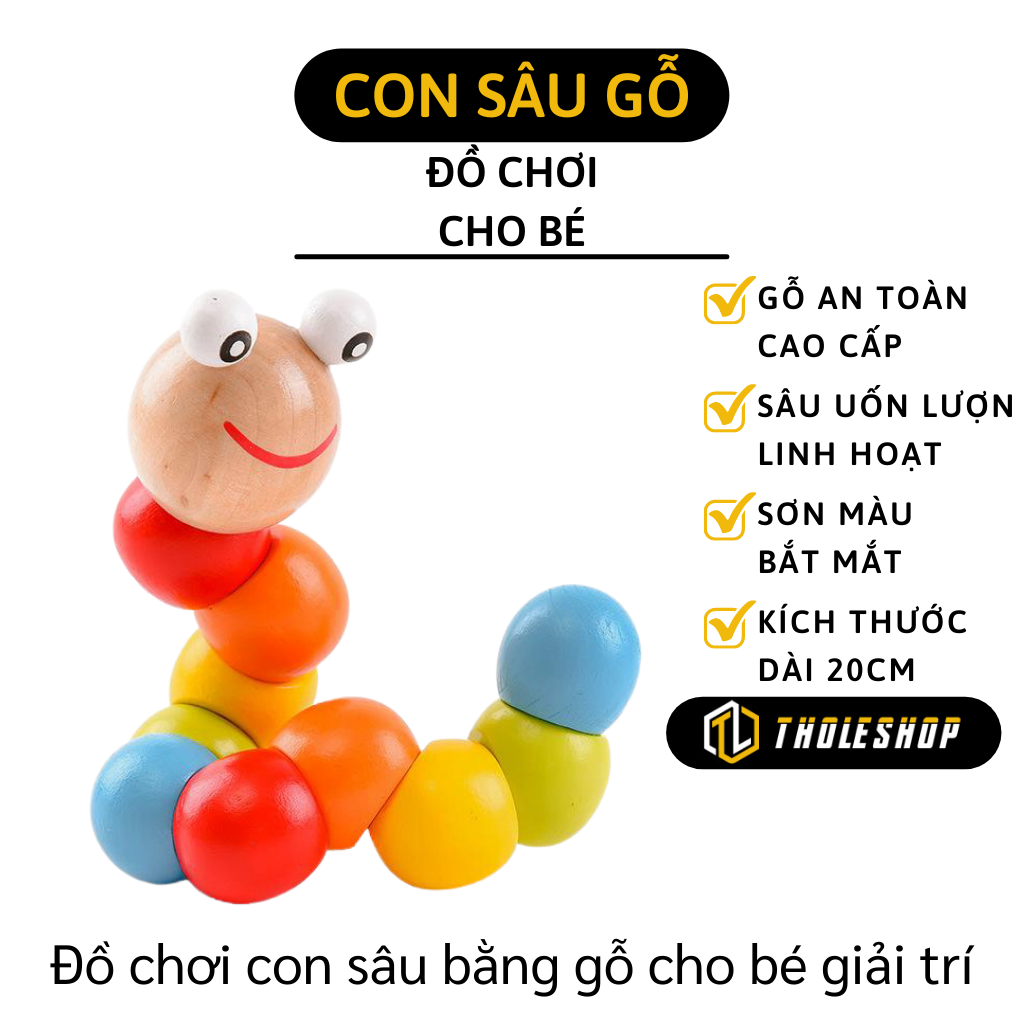 Đồ chơi con sâu gỗ uốn dẻo - Đồ chơi con sâu nhiều màu sắc đáng yêu - Đồ chơi sâu gỗ uốn dẻo
