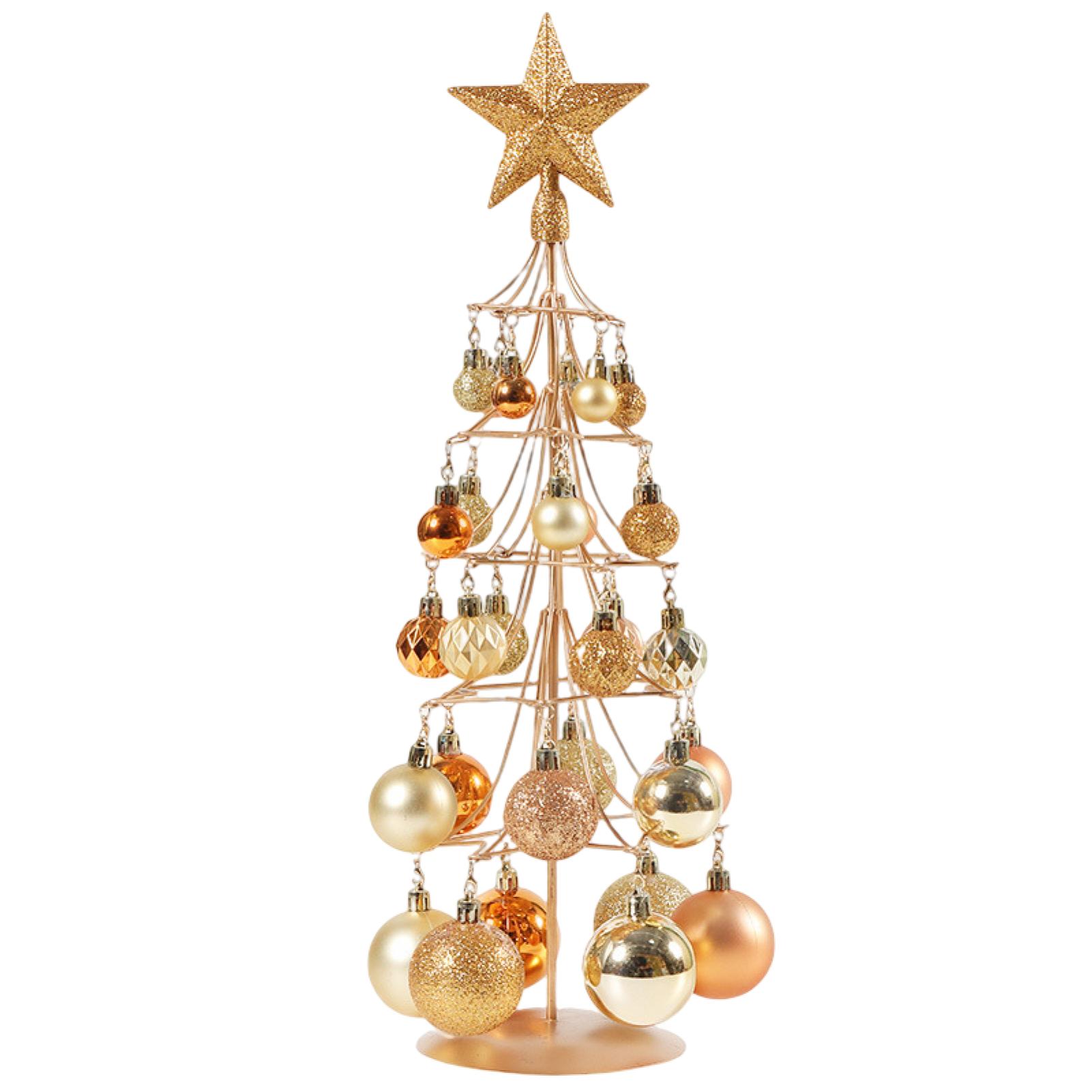 Christmas Ornament with Balls Hollow Out Lobster Clasp Iron Frame Xmas Tree Ball Craft Home Desktop Decor Christmas