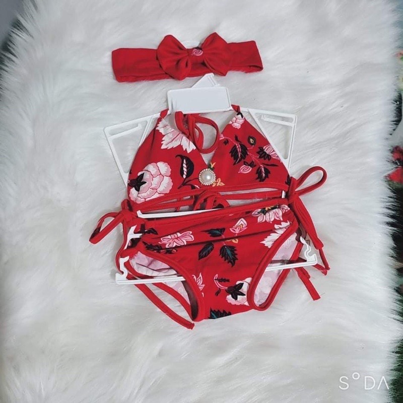 Set bikini kèm băng đô cho bé