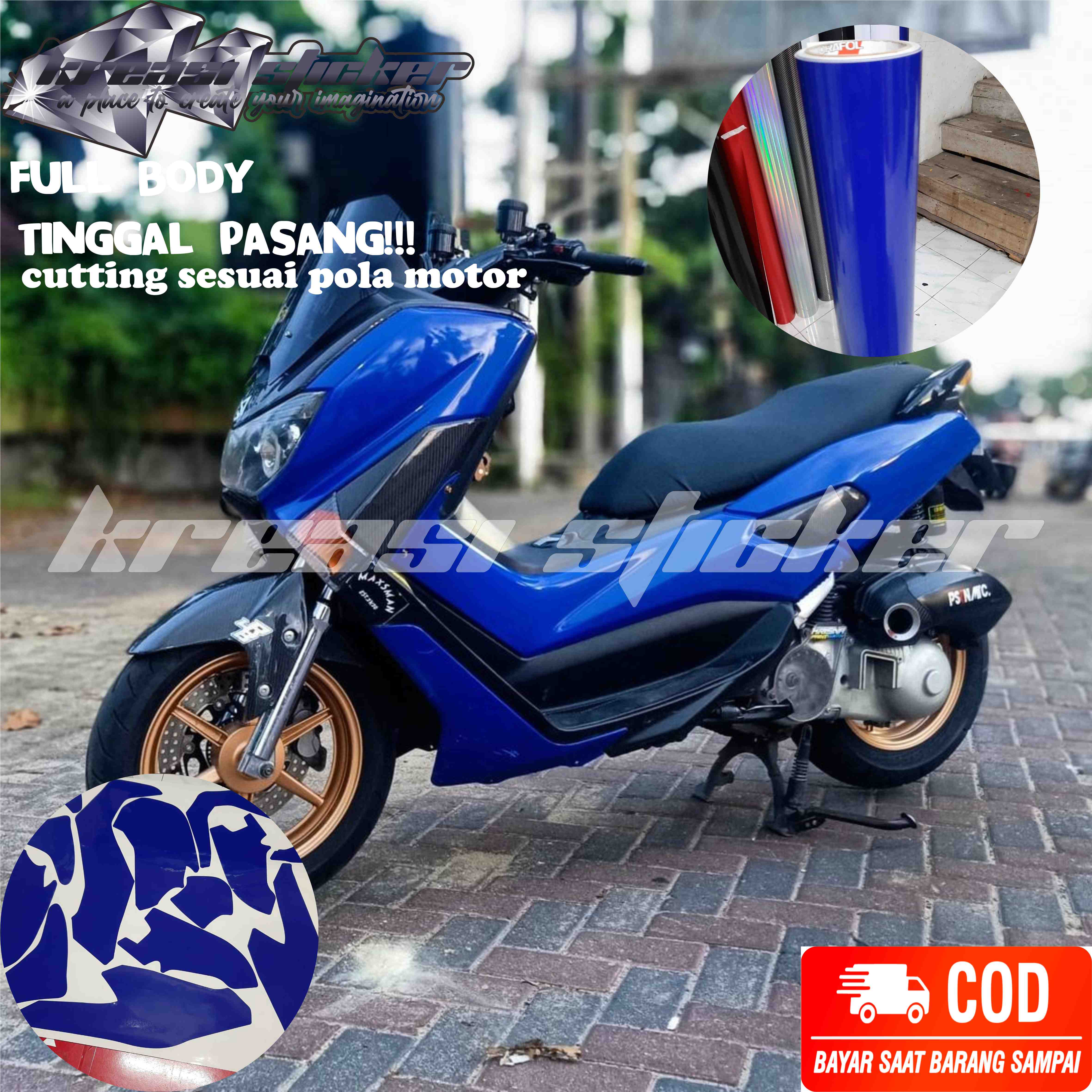 DECAL STIKER MOTOR NMAX OLD NEW POLOS WARNA BIRU TUA BAHAN PROFIX DAN
