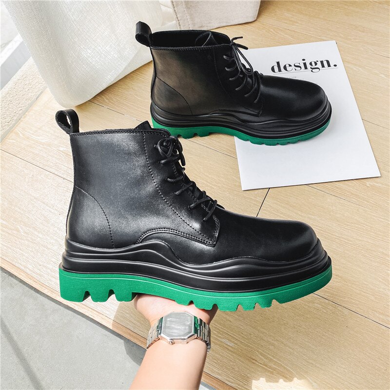 Autumn Boots Men Thick Base Cloth Mid-Top Boots Men British Trend Boots High-Top Korean Casual Shoes Ankle Boots For Men