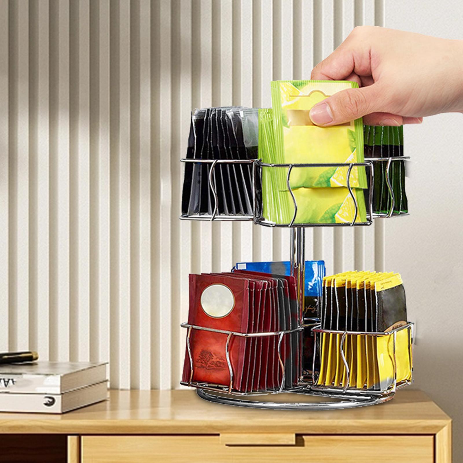 Blesiya Tea Bag Storage Holder Display Case Space Saving Sturdy Large Capacity Tea Bag Rack for Office Desk Drawer Home Dorm