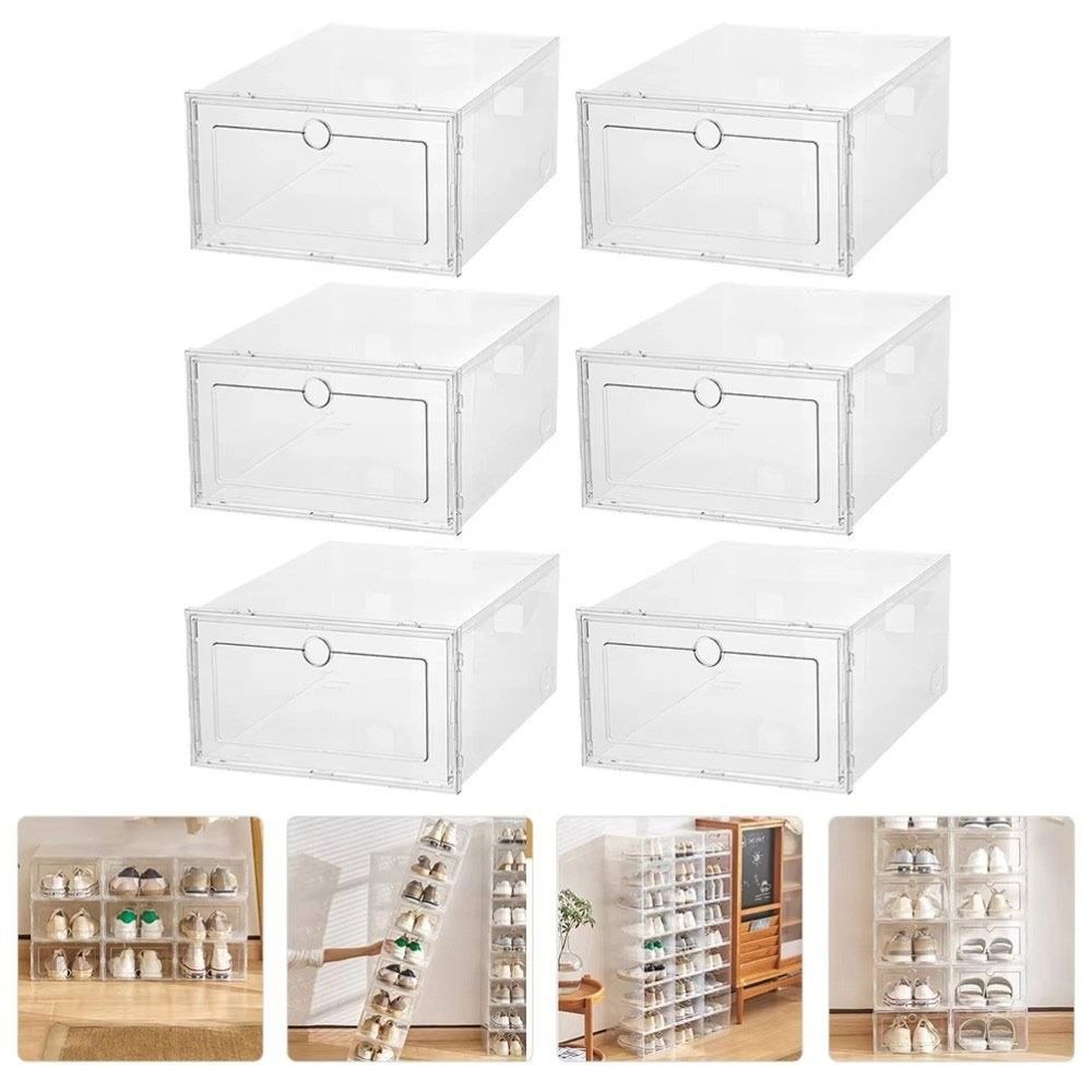 New Transparent Shoe Boxes Plastic Dustproof Shoe Cases Stackable ...