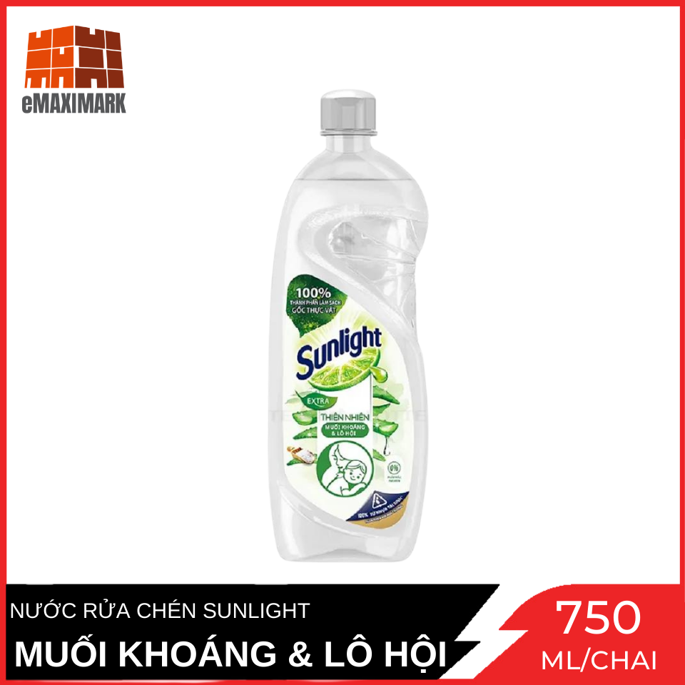 Nước rửa chén sunlight muối khoáng & lô hội chai 750ml
